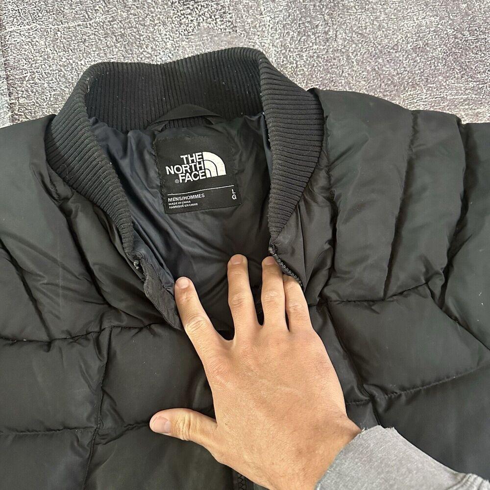Men's The North Face Kanatak Down Black Puffer Full Zip Up Bomber Jacket Sz L